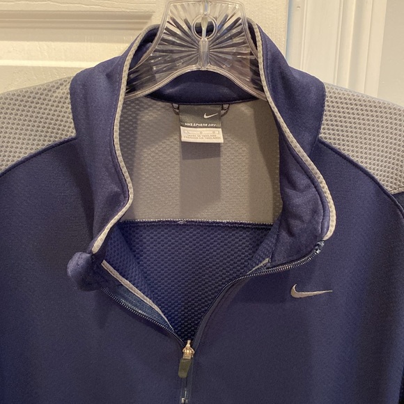 Nike Mens Quarter Zip Pullover, Size L, Navy/Grey with pockets - Picture 2 of 7